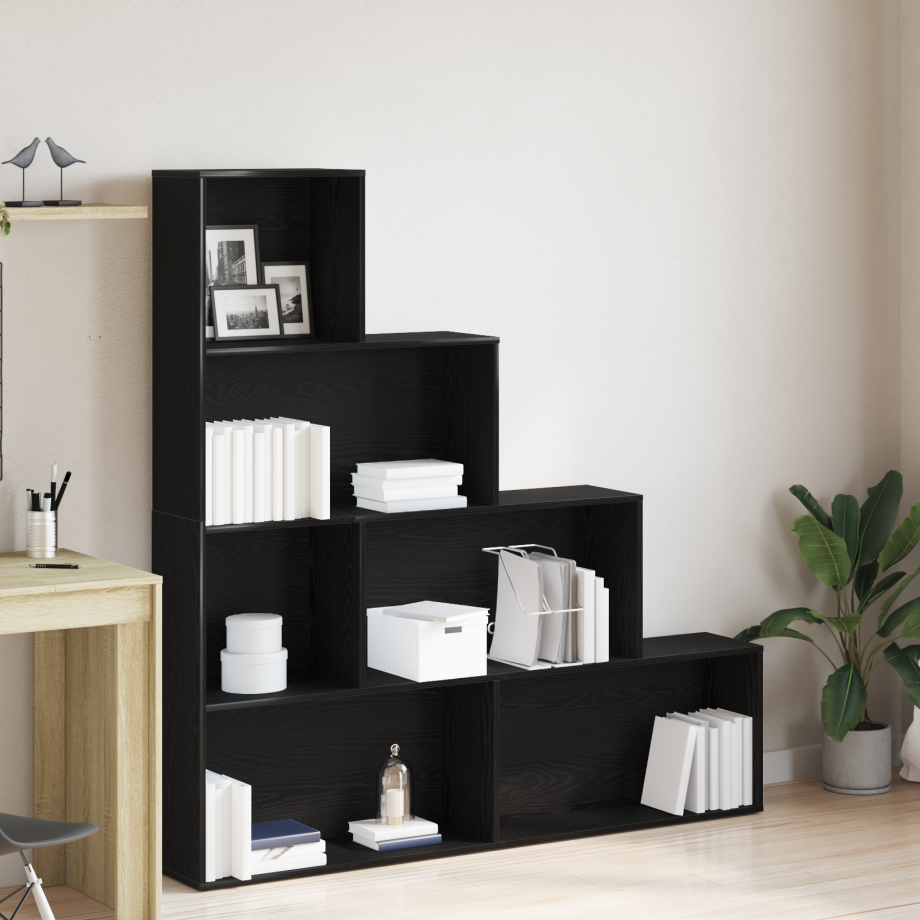 vidaXL Boekenkast Zwart Eiken 155 x 24 x 160 cm Bewerkt hout afbeelding 1