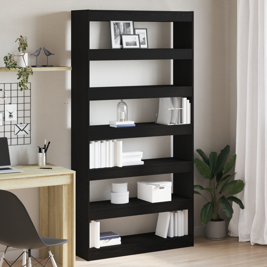 vidaXL Boekenkast/Room Divider Zwart Eiken 100x30x198 cm afbeelding 1