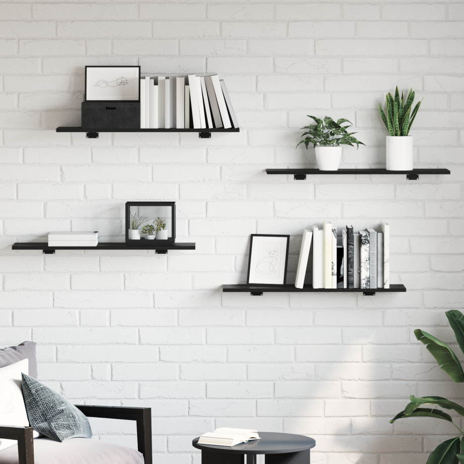 vidaXL Boekenplank Bord 4 pcs Zwart 100 x 40 x 1.5cm Spaanplaat vidaXL Boekenplank Bord 4 pcs Zwart 100 x 40 x 1.5cm Spaanplaat afbeelding 1