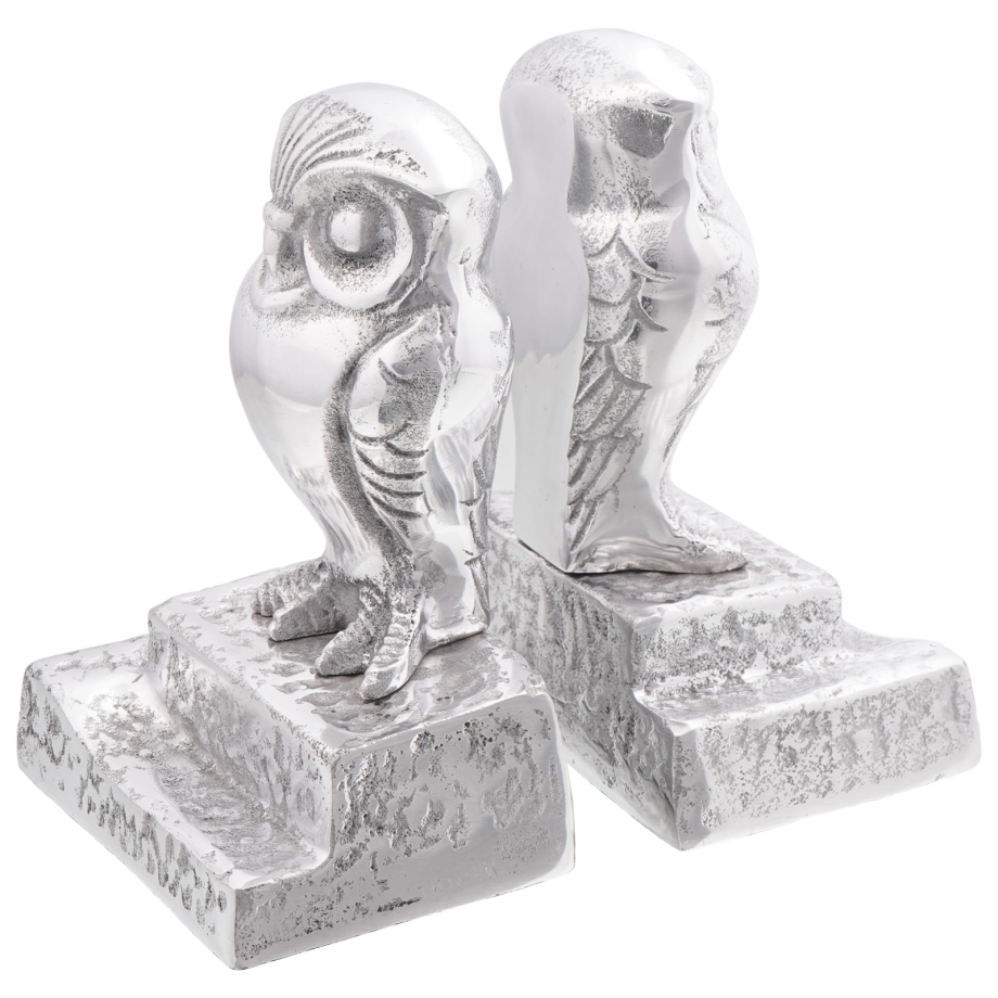 vidaXL Boekensteunen 2 st uil 12x9x19 cm aluminium zilverkleurig afbeelding 1