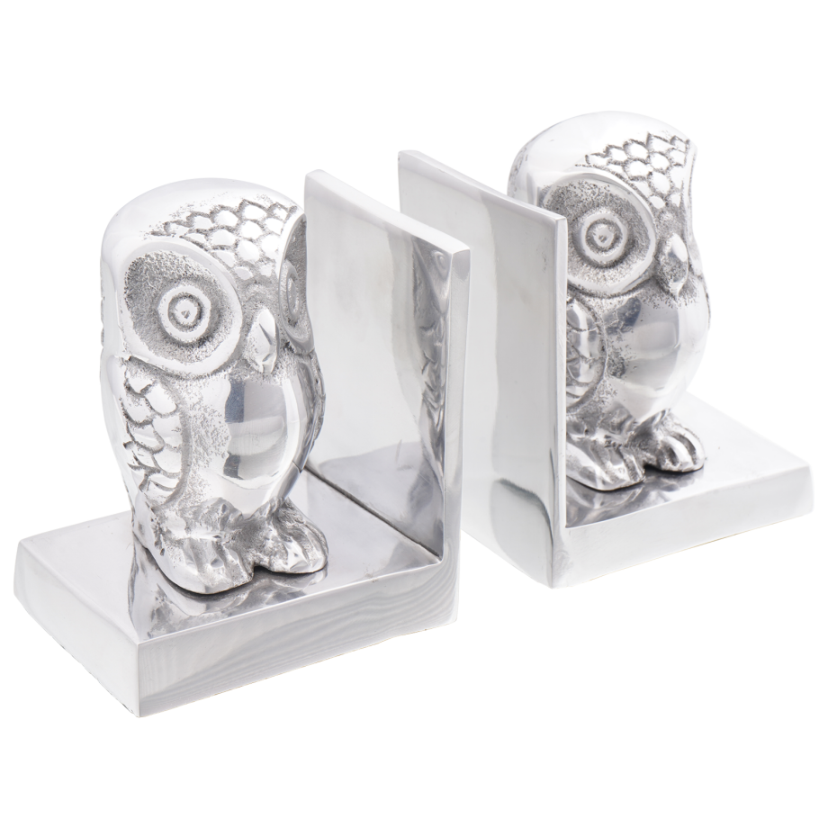 vidaXL Boekensteunen 2 st uil 7x9x11 cm aluminium zilverkleurig afbeelding 1