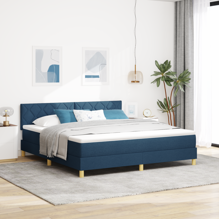vidaXL Box Spring Bed met Matras Blauw 180x200 cm Stof afbeelding 1