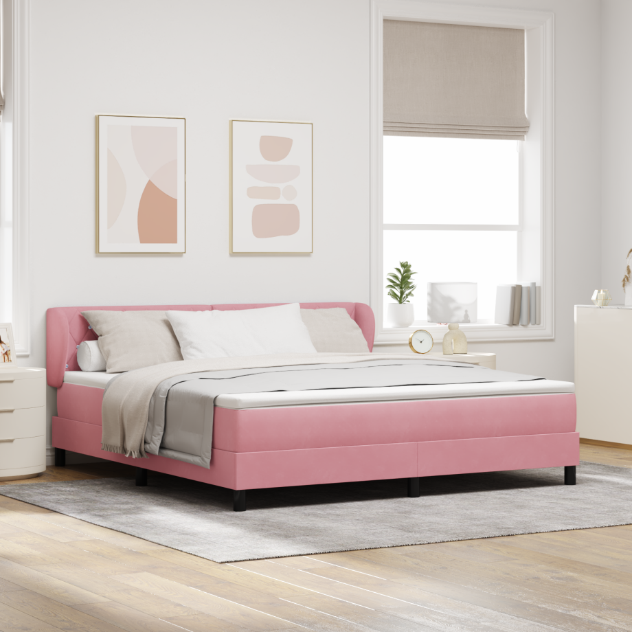 vidaXL Box Spring Bed met Matras Roze 180x200 cm Fluweel afbeelding 1