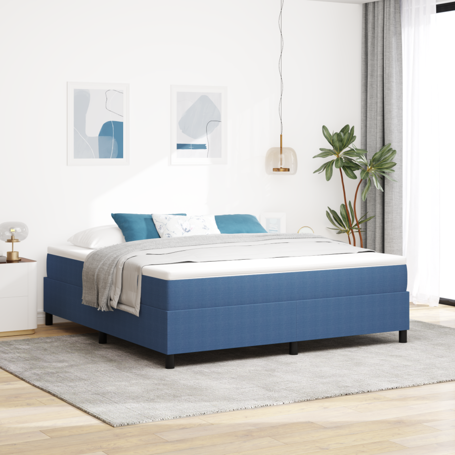 vidaXL Platform bedframe Blauw 180 x 200 cm Katoen Stof vidaXL Platform bedframe Blauw 180 x 200 cm Katoen Stof afbeelding 1