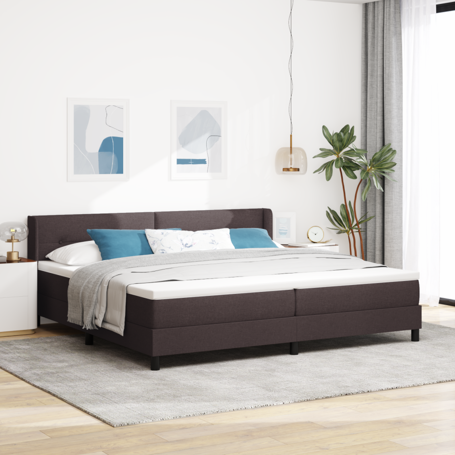 vidaXL Boxspring bed Donkerbruin 200 x 200 cm Stof en Foam afbeelding 1