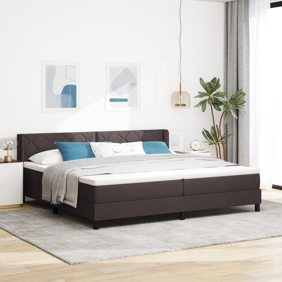 vidaXL Boxspring bed Donkerbruin 200 x 200 cm Stof en Foam afbeelding 1