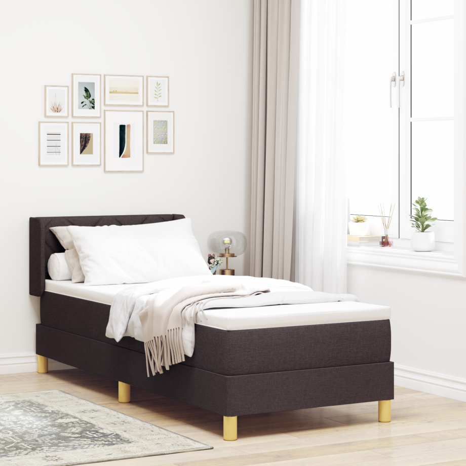 vidaXL Boxspringbed met matras Donkerbruin 200 x 80 cm Stof vidaXL Boxspringbed met matras Donkerbruin 200 x 80 cm Stof afbeelding 1