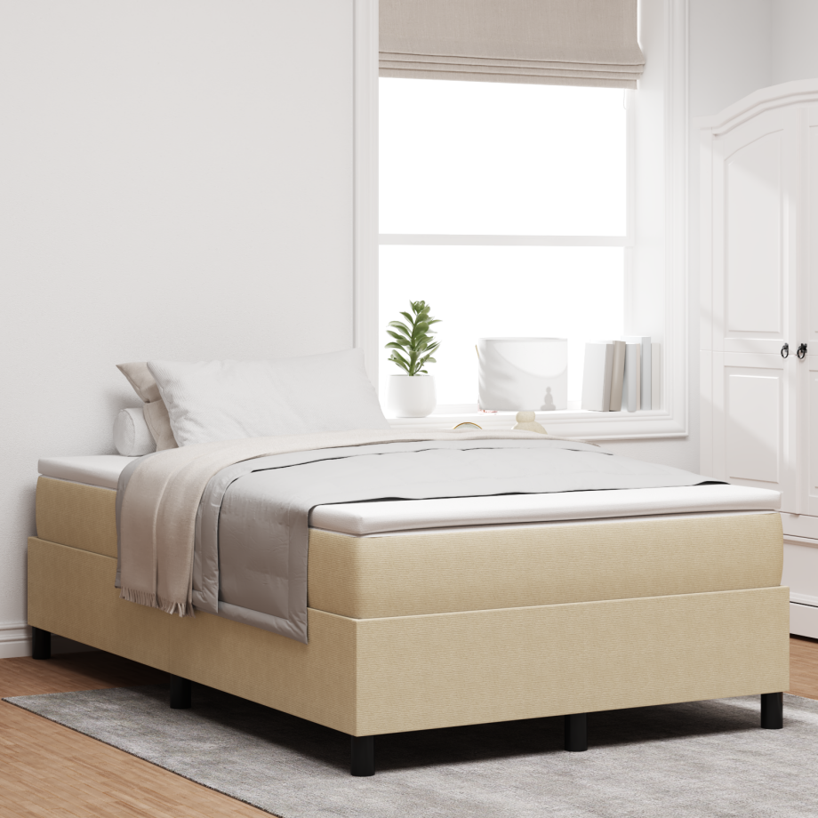 vidaXL Boxspring Bed Lichtgroen Grijs 120x200 cm Katoen afbeelding 1