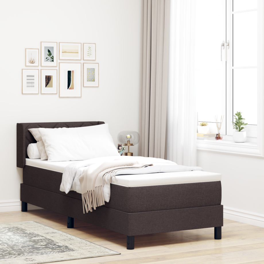 vidaXL Boxspringbed met kussen Donkerbruin 200 x 80 cm Stof afbeelding 1