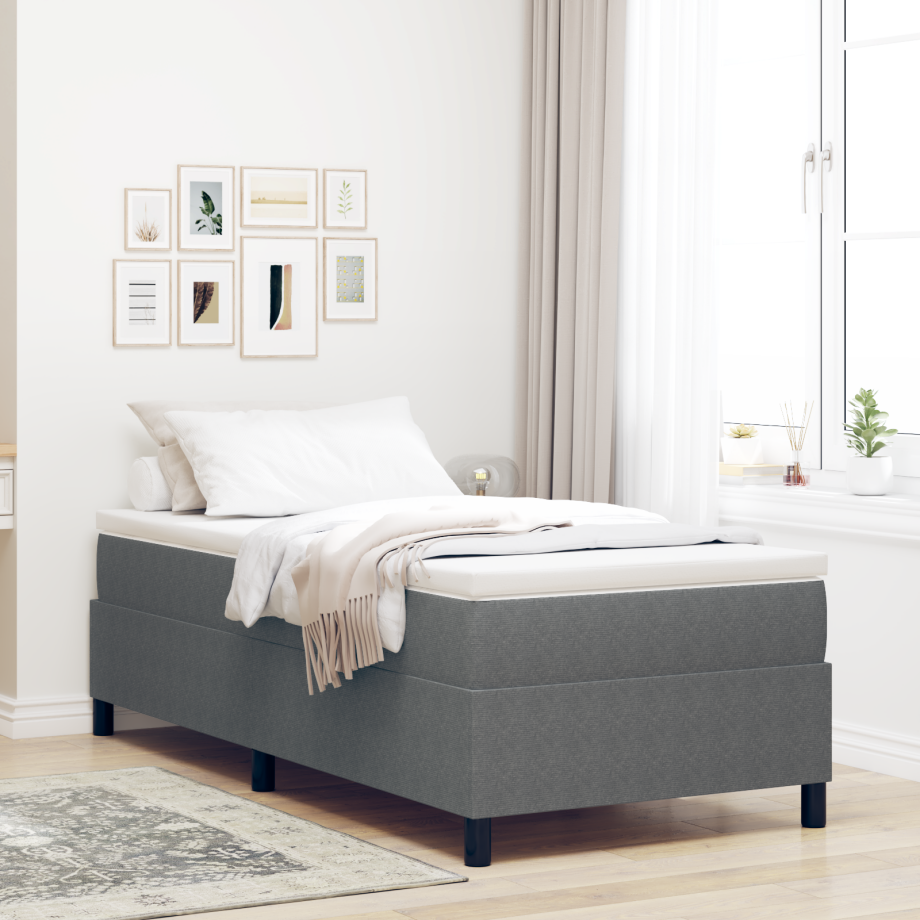 vidaXL Boxspringbed Lichtgrijs 100x200 cm Katoen Corduroy afbeelding 1