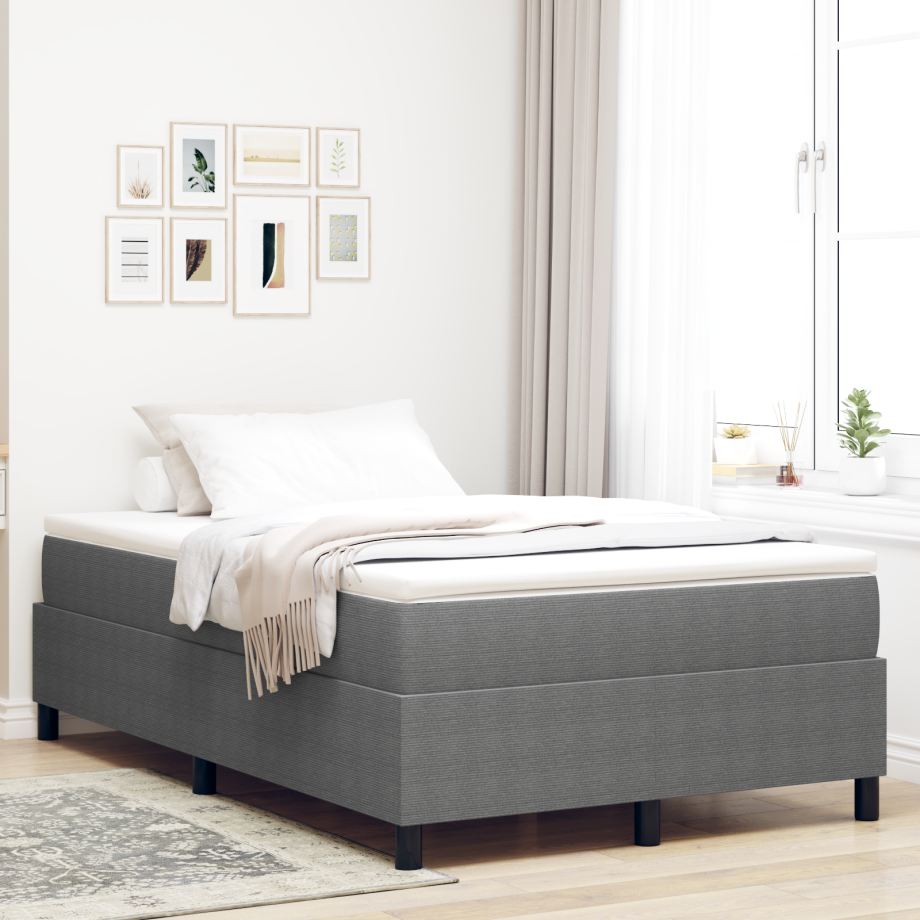 vidaXL Boxspringbed Lichtgrijs Klein Tweepersoons Corduroy Stof afbeelding 1