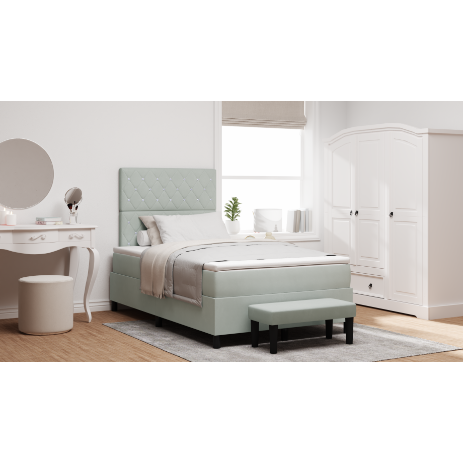 vidaXL Boxspring bed met hoofdeinde Lichtgrijs 200 x 120 cm Fluweel afbeelding 1