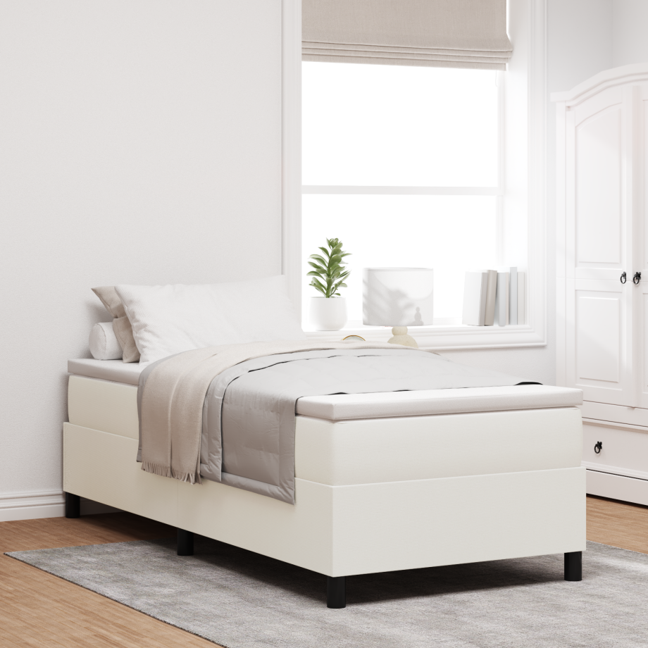 vidaXL Boxspringbed met Matras Crème 90x200 cm Corduroy Stof afbeelding 1