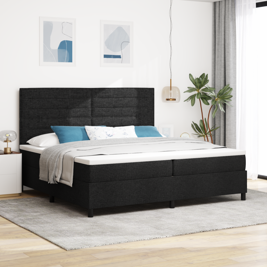 vidaXL Boxspringbed met Matras en LED in Zwart 200x200 cm Stof afbeelding 1