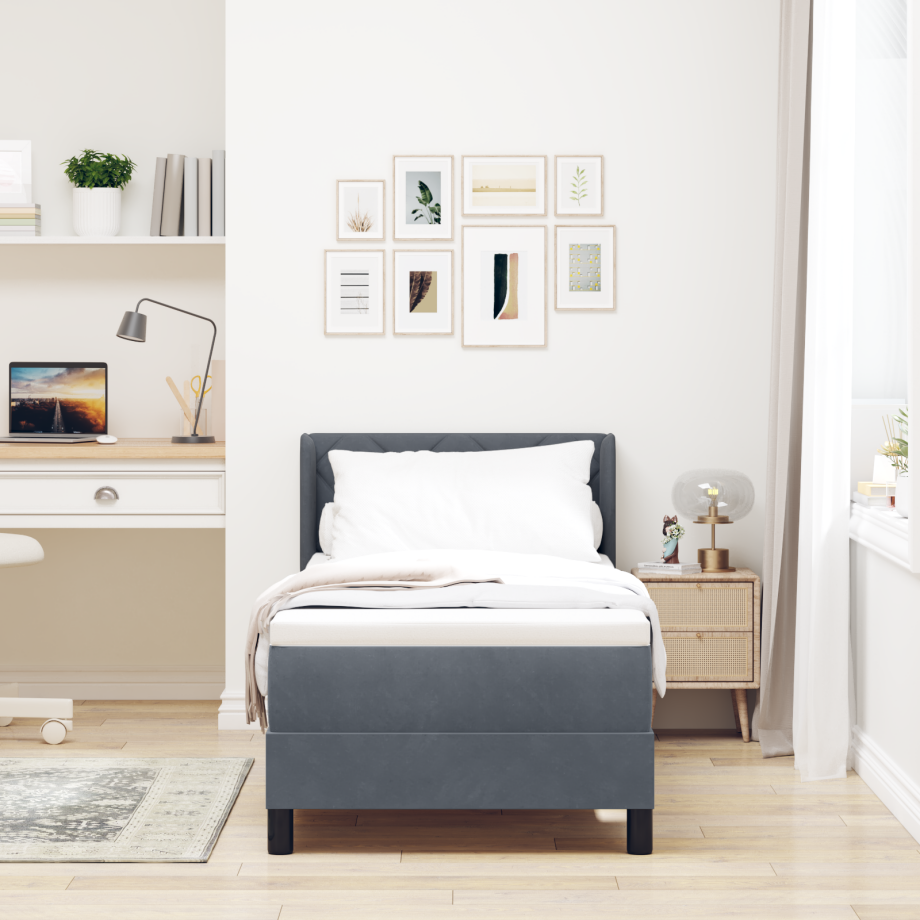 vidaXL Boxspringbed met hoofdeinde Donkergrijs 200 x 80 cm Fluweel afbeelding 1