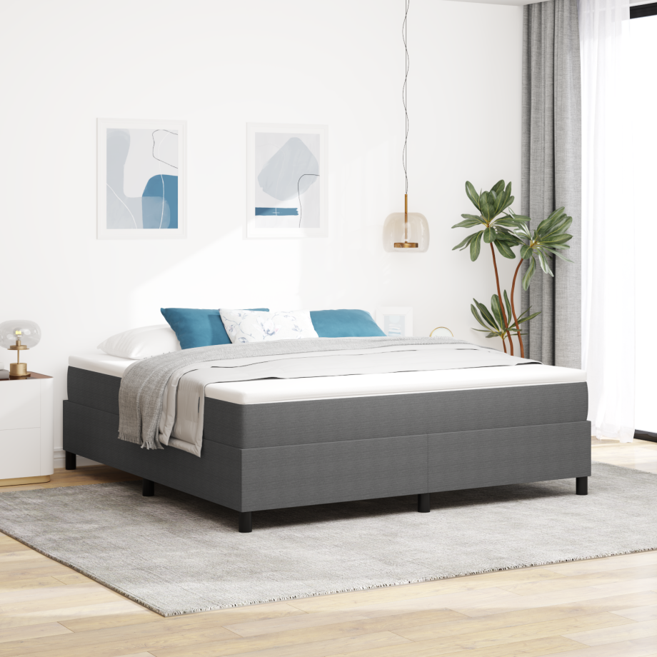 vidaXL Boxspringbed Lichtgrijs en wit. 180 x 200 cm Katoen Stof vidaXL Boxspringbed Lichtgrijs en wit. 180 x 200 cm Katoen Stof afbeelding 1