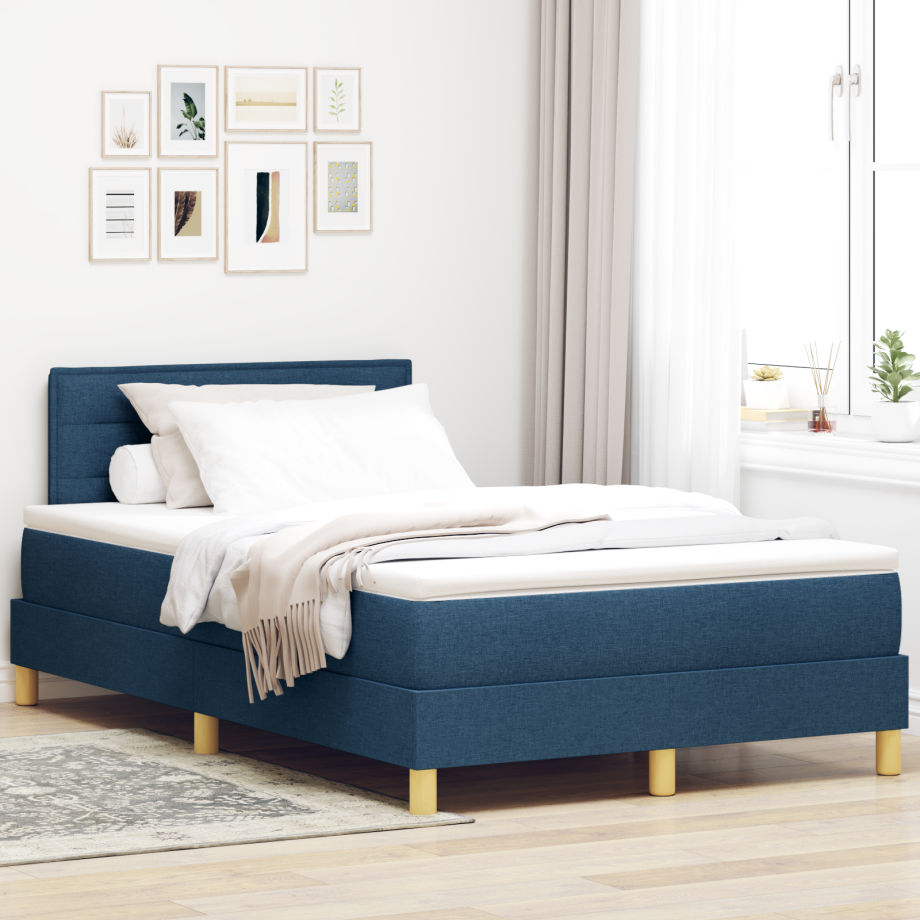 vidaXL Boxspringbed met matras stof blauw 120x200 cm vidaXL Boxspringbed met matras stof blauw 120x200 cm afbeelding 1