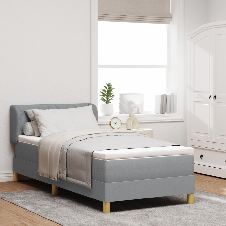 vidaXL Boxspringbed met matras Lichtgrijs 100 x 200 cm Stof vidaXL Boxspringbed met matras Lichtgrijs 100 x 200 cm Stof afbeelding 1