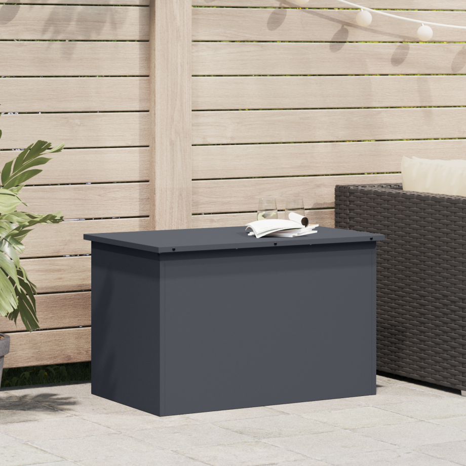 vidaXL Buitenopslagdoos Antraciet 80 x 50,5 x 50 cm Staal vidaXL Buitenopslagdoos Antraciet 80 x 50,5 x 50 cm Staal afbeelding 1