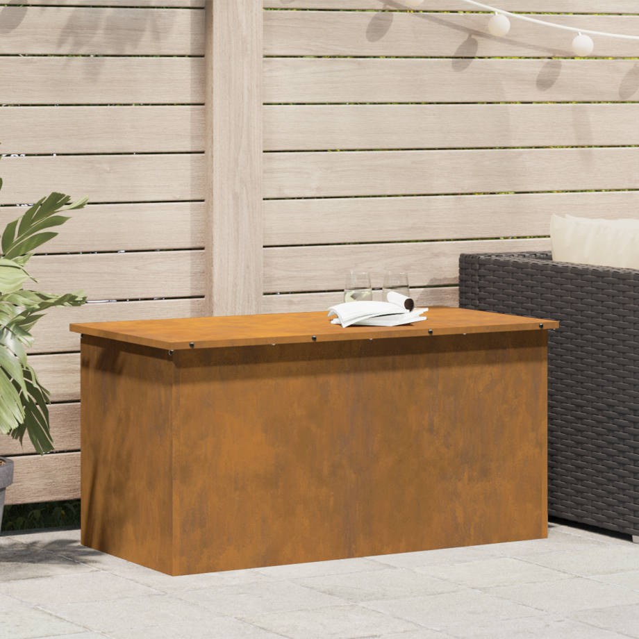 vidaXL Buitenopslagdoos Roestig 100 x 50,5 x 50 cm Staal vidaXL Buitenopslagdoos Roestig 100 x 50,5 x 50 cm Staal afbeelding 1