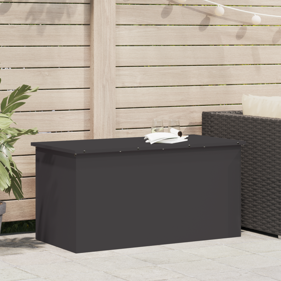 vidaXL Buitenopslagdoos Zwart 100 x 50,5 x 50 cm Staal vidaXL Buitenopslagdoos Zwart 100 x 50,5 x 50 cm Staal afbeelding 1