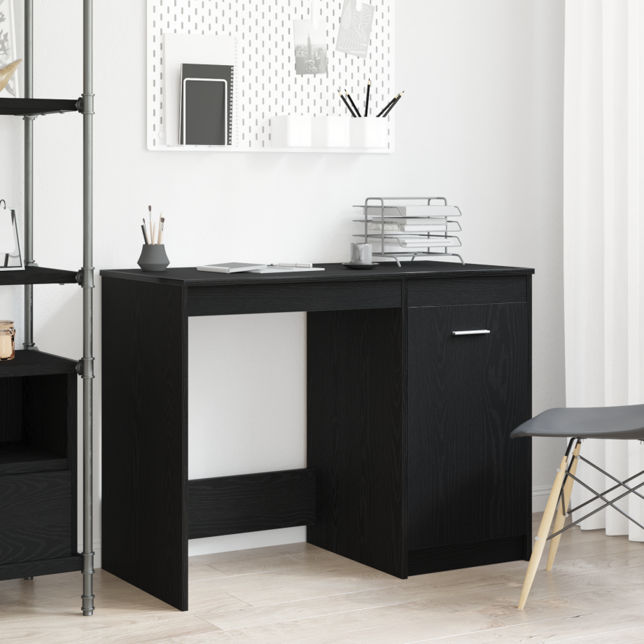 vidaXL Bureau 100x50x76 cm bewerkt hout zwart eikenkleurig afbeelding 1