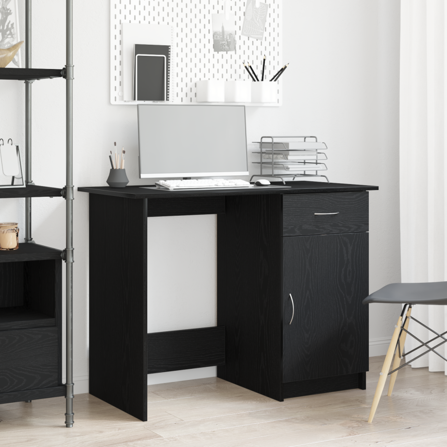 vidaXL Bureau 100x50x76 cm bewerkt hout zwart eikenkleurig afbeelding 1
