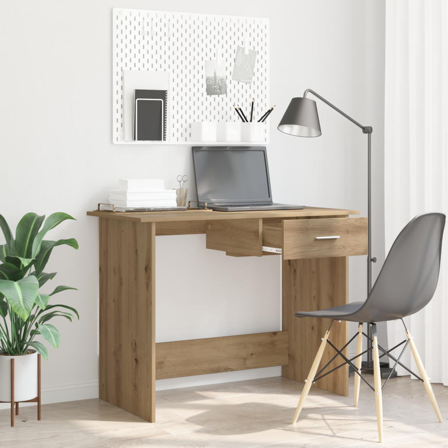 vidaXL Bureau met lade Artisan Eiken 100 x 50 x 76 cm Bewerkt hout vidaXL Bureau met lade Artisan Eiken 100 x 50 x 76 cm Bewerkt hout afbeelding 1