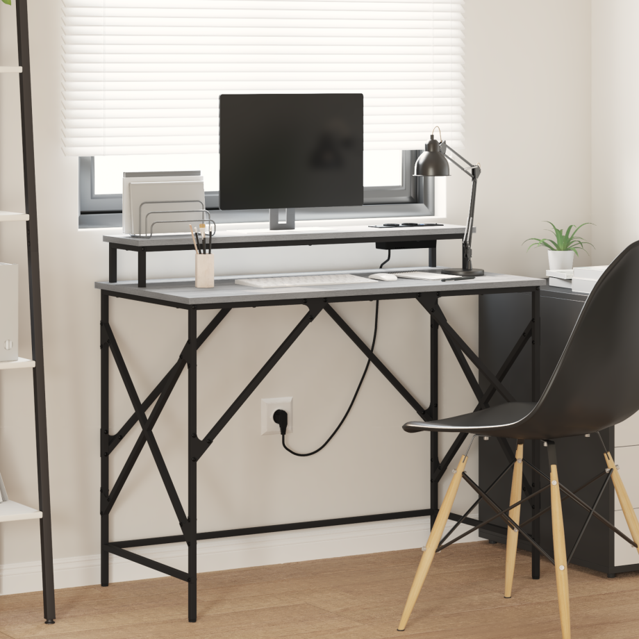 vidaXL Bureau Grijs sonoma 100 x 50 x 86.5 cm Bewerkt hout afbeelding 1