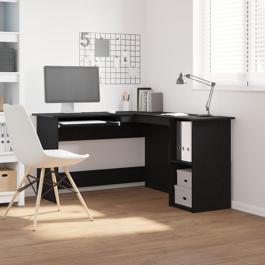 vidaXL Bureau in Zwart Eiken 120x140x75 cm Gemaakt van Bewerkt Hout afbeelding 1