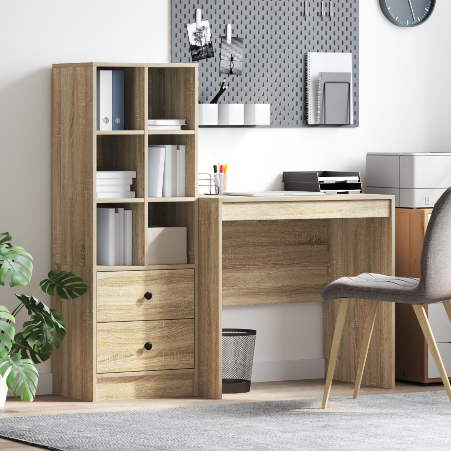 vidaXL Bureau met opbergruimte bewerkt hout sonoma eikenkleurig afbeelding 1