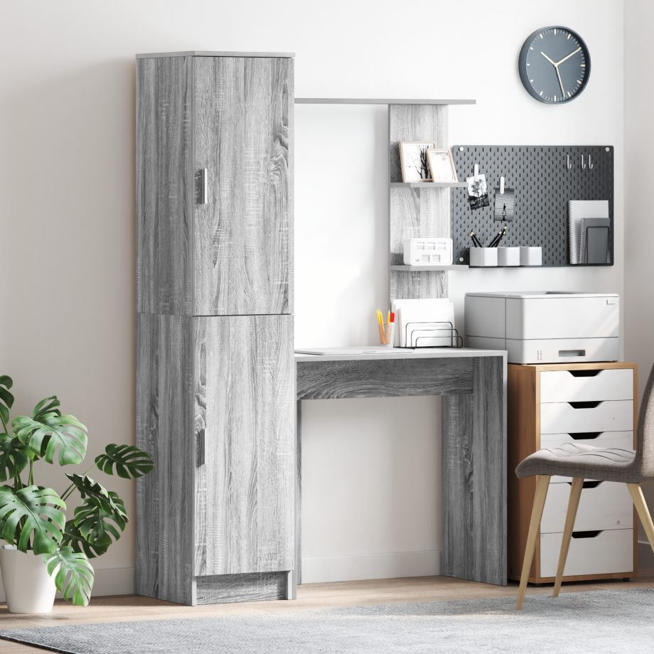 vidaXL Bureau met Opbergruimte Grijs Sonoma Hout vidaXL Bureau met Opbergruimte Grijs Sonoma Hout afbeelding 1