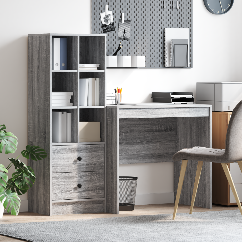vidaXL Bureau met Opbergruimte in Grijs Sonoma Hout afbeelding 1