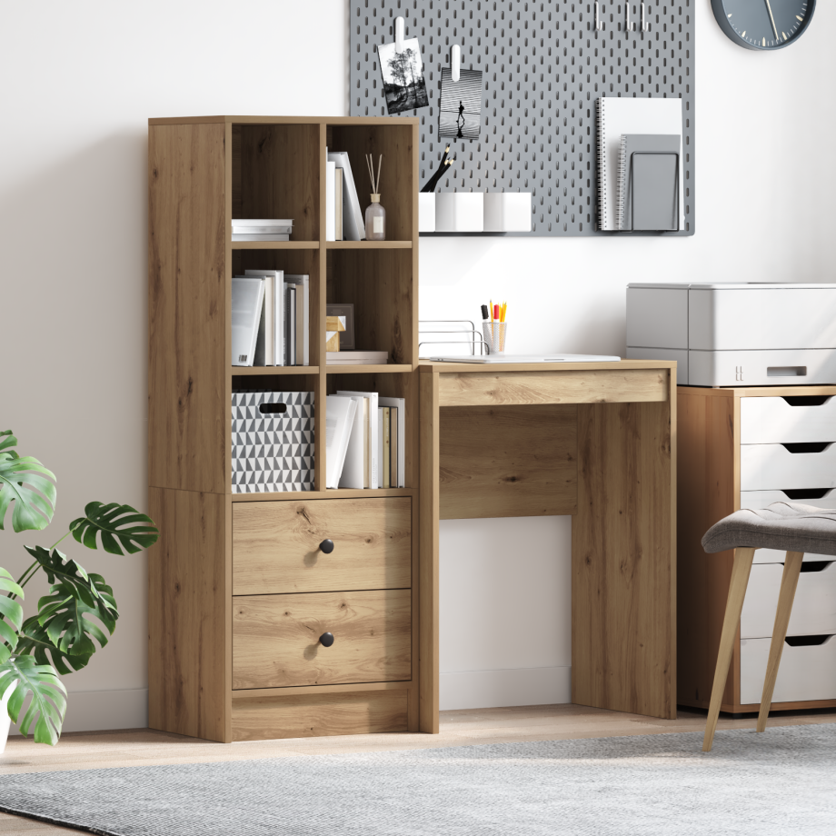 vidaXL Bureau met Opbergruimte van Artisan Eikenhout afbeelding 1
