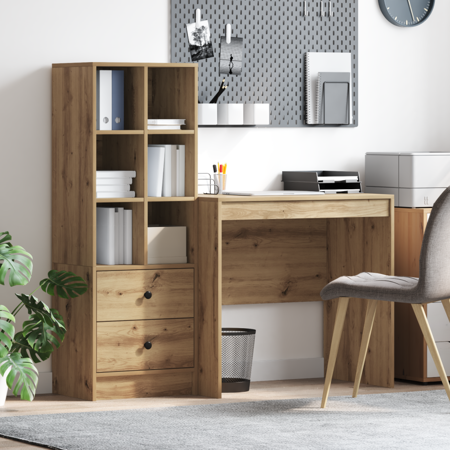 vidaXL Bureau met Opbergruimte van Artisan Eikenhout afbeelding 1