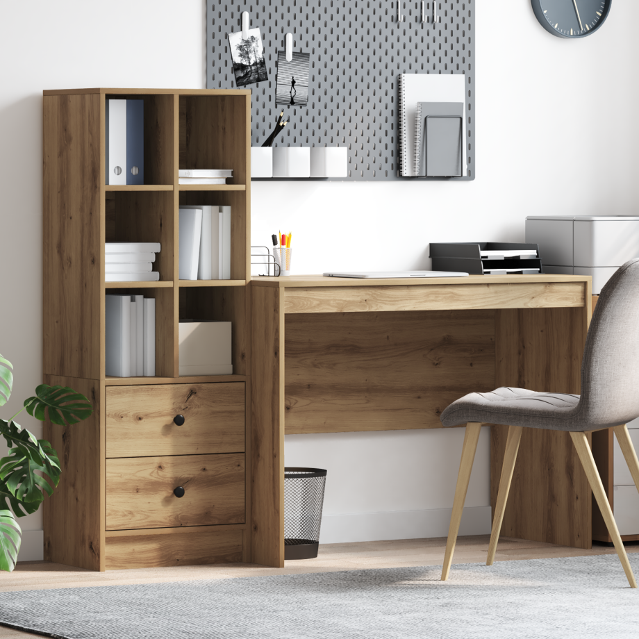vidaXL Bureau met Opbergruimte van Artisan Eikenhout afbeelding 1