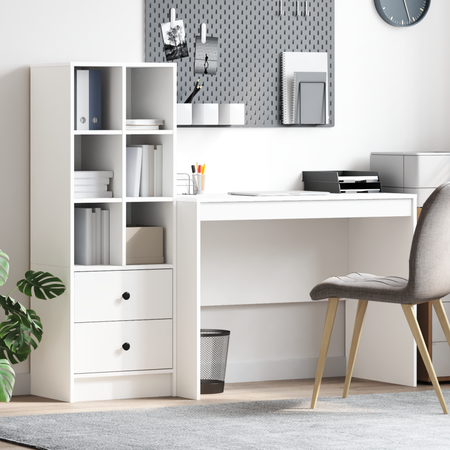 vidaXL Bureau met Opbergruimte Wit Geengineerd Hout afbeelding 1