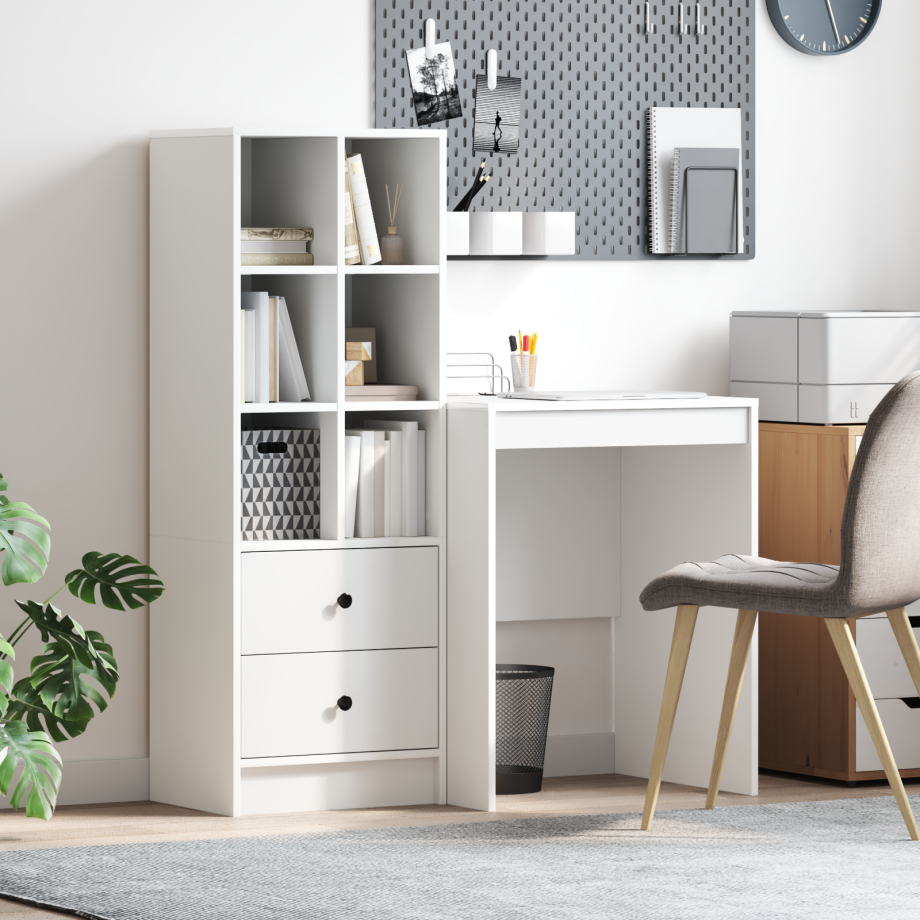 vidaXL Bureau met Opbergruimte Wit Gefabriceerd Hout afbeelding 1