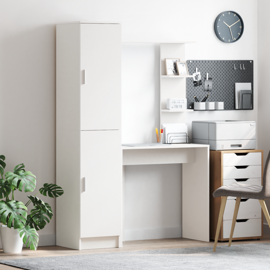 vidaXL Bureau met Opbergruimte Wit Gelaagd Hout afbeelding 1