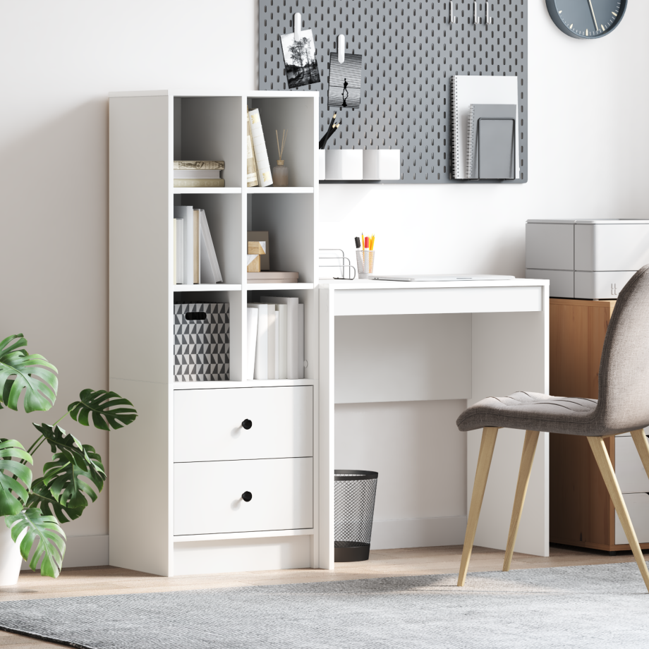 vidaXL Bureau met Opbergruimte Wit Ingenieurs Hout afbeelding 1