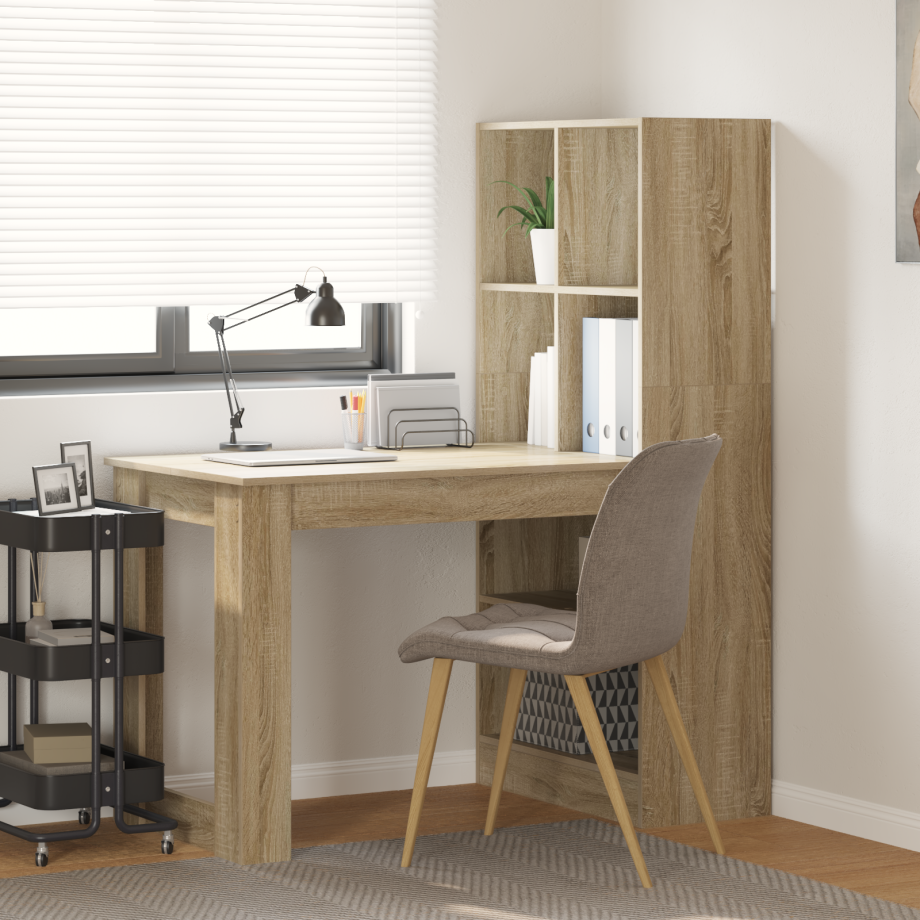 vidaXL Bureau met plank Sonoma Eiken 122 x 67 x 145 cm Bewerkt hout afbeelding 1