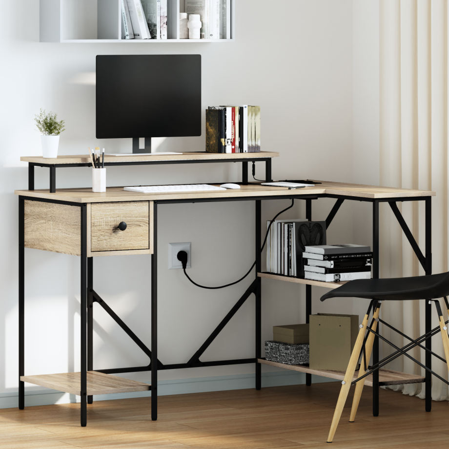 vidaXL Bureau met lade Sonoma Eiken 120 x 79 x 86,5 cm Bewerkt hout vidaXL Bureau met lade Sonoma Eiken 120 x 79 x 86,5 cm Bewerkt hout afbeelding 1