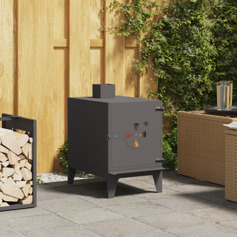 vidaXL Campingkachel met schoorsteen zwart 35x50x60 cm staal vidaXL Campingkachel met schoorsteen zwart 35x50x60 cm staal afbeelding 1