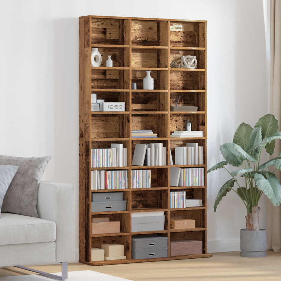 vidaXL CD Kast met plank Oud hout 101 x 23 x 177,5 cm Bewerkt hout afbeelding 1