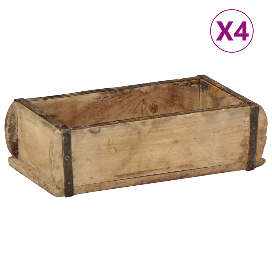 vidaXL Dienbladen 4 st 30x15x9 cm massief gerecycled hout afbeelding 1