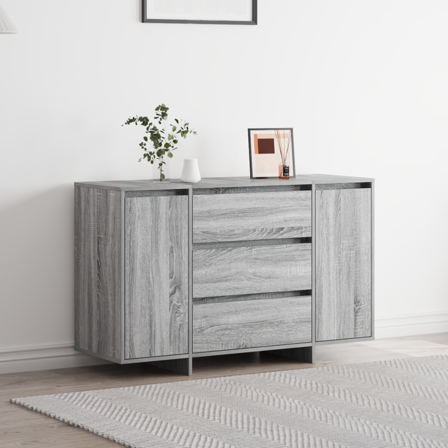 vidaXL Dressoir met lade Grijs Sonoma 120 x 41 x 75 cm Bewerkt hout vidaXL Dressoir met lade Grijs Sonoma 120 x 41 x 75 cm Bewerkt hout afbeelding 1