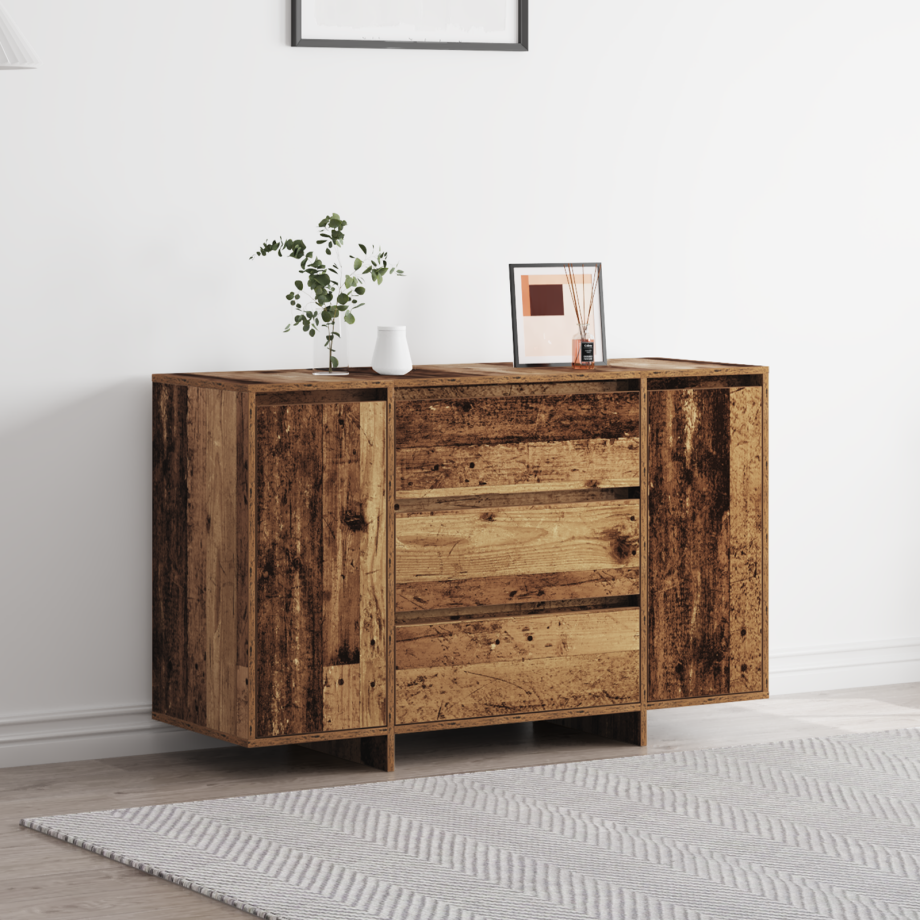 vidaXL Dressoir met lade Oudhout 120 x 41 x 75 cm Bewerkt hout afbeelding 1