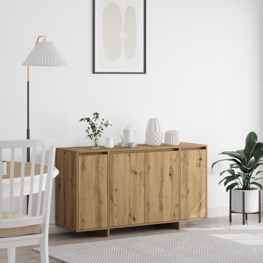 vidaXL Dressoir Artisan Eiken 135 x 41 x 75 cm Bewerkt hout afbeelding 1