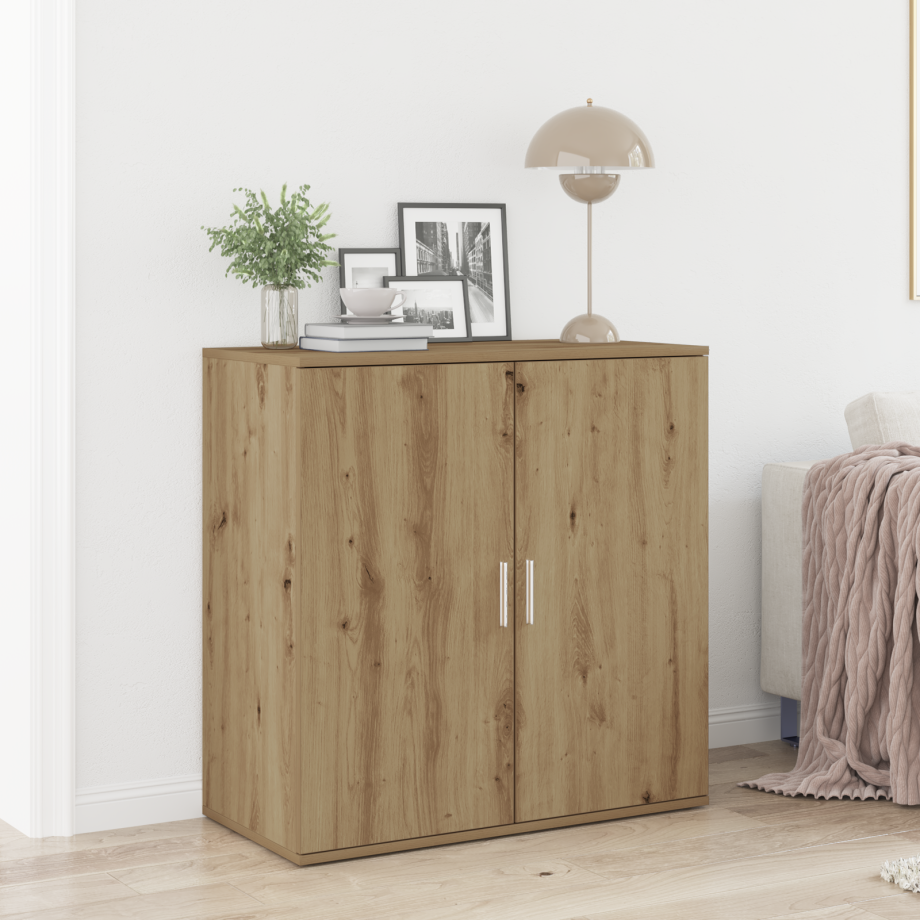 vidaXL Dressoir Artisan Eiken 79 x 38 x 80 cm Bewerkt hout afbeelding 1