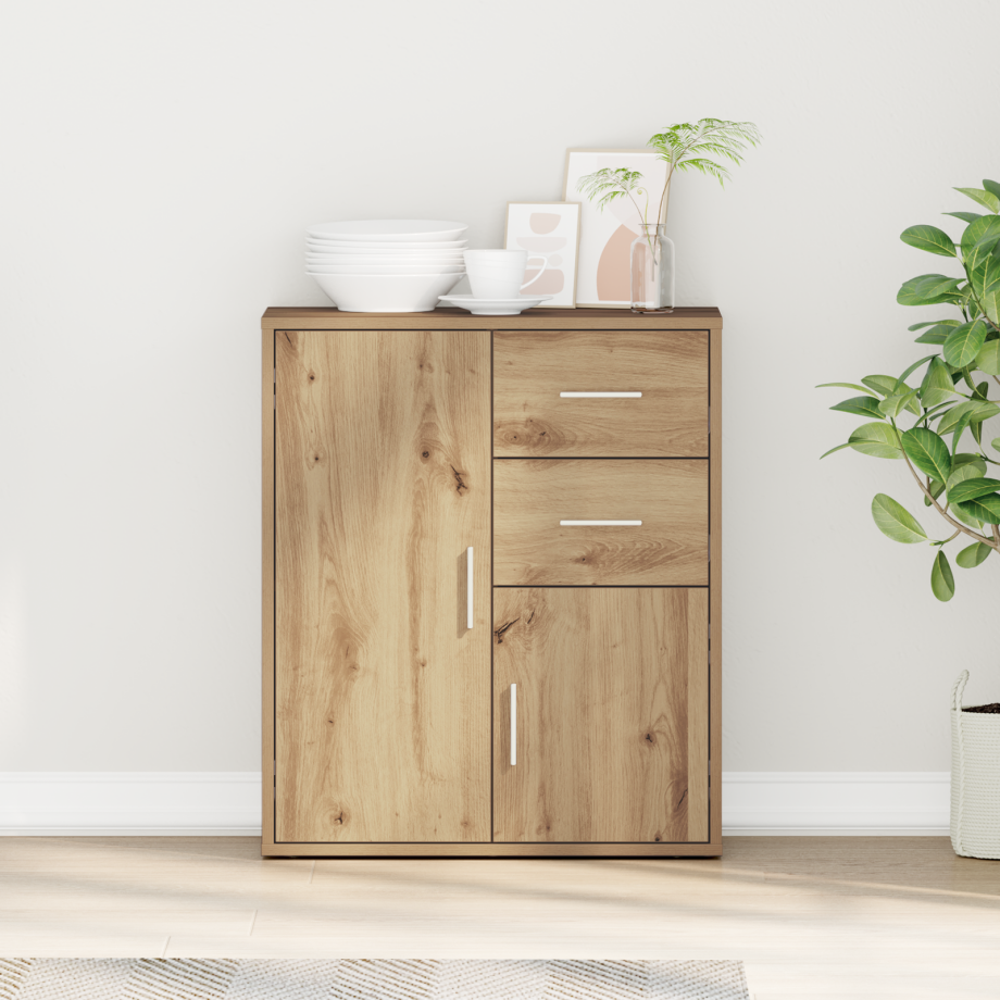 vidaXL Dressoir met lade Artisan Eiken 60 x 31 x 70 cm Bewerkt hout vidaXL Dressoir met lade Artisan Eiken 60 x 31 x 70 cm Bewerkt hout afbeelding 1
